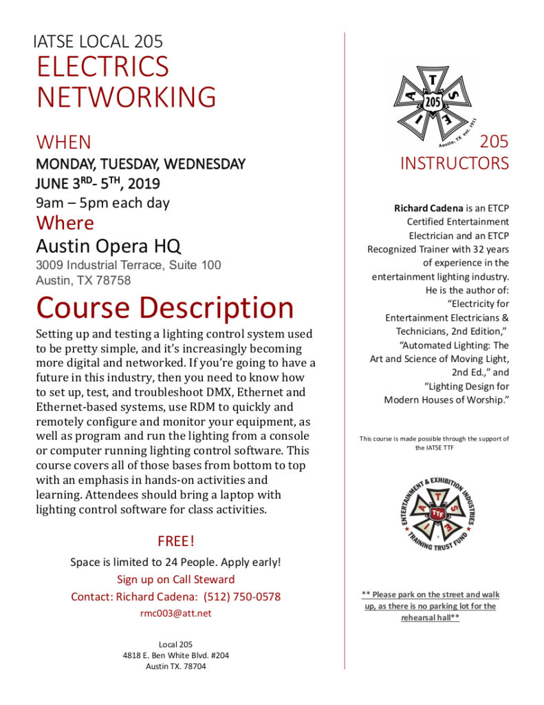 Official flyer for Electrics Networking Course